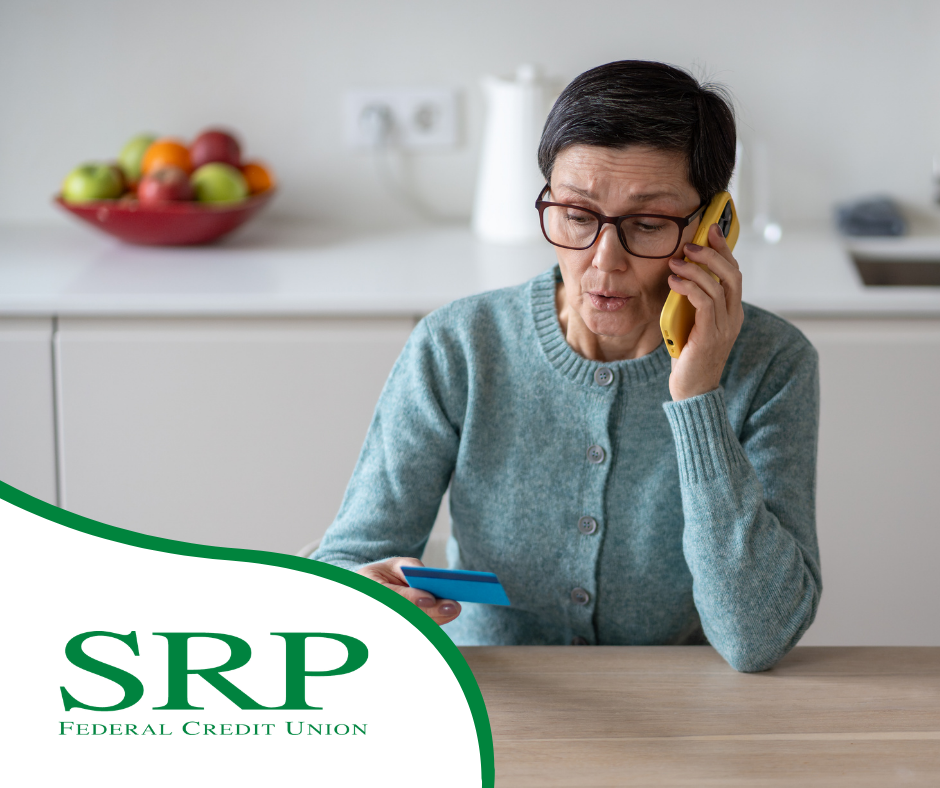 Identity theft A survivor's guide A woman talks on the phone while looking with concern at her credit card.