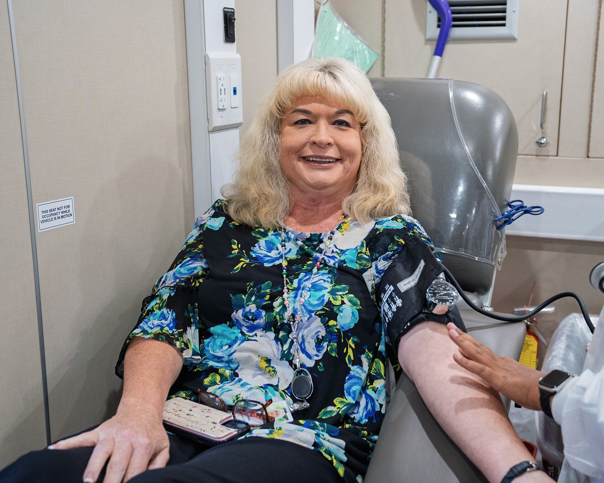 SRP AVP Pam Frazier donates blood at SRP's Q3 Blood Drive.