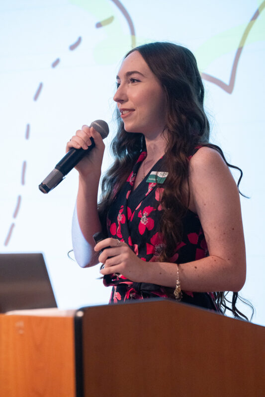 Danielle Baggett delivers her speech.